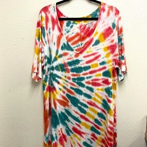 Torrid Sz 2 - Tie Dye Soft Knit Dress - Midi Length- V-Neck
